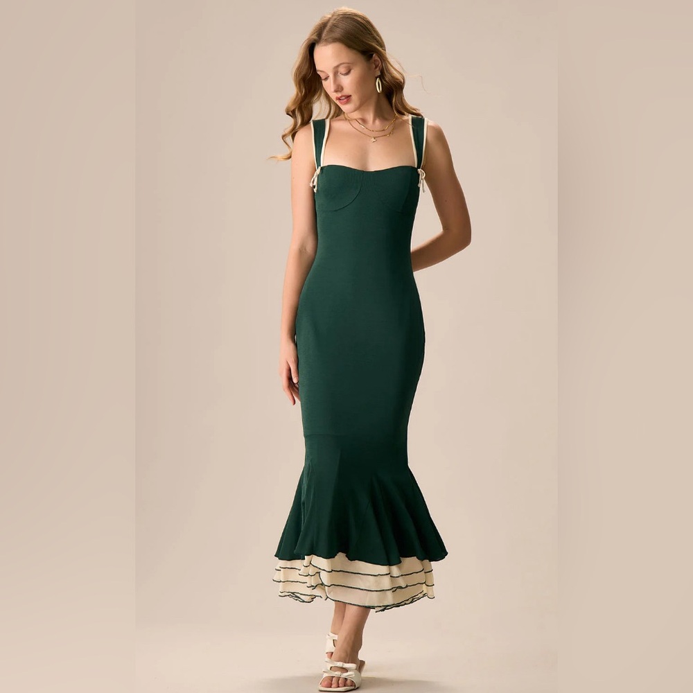 RIHOAS Green and Cream Maxi Dress - Picture 4 of 6